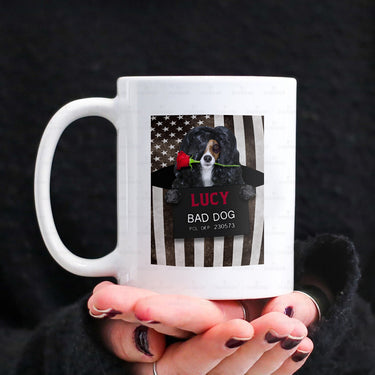 Personalized Dog Gift Idea - Bad Long Hair Dog With Rose For Dog Lovers - White Mug